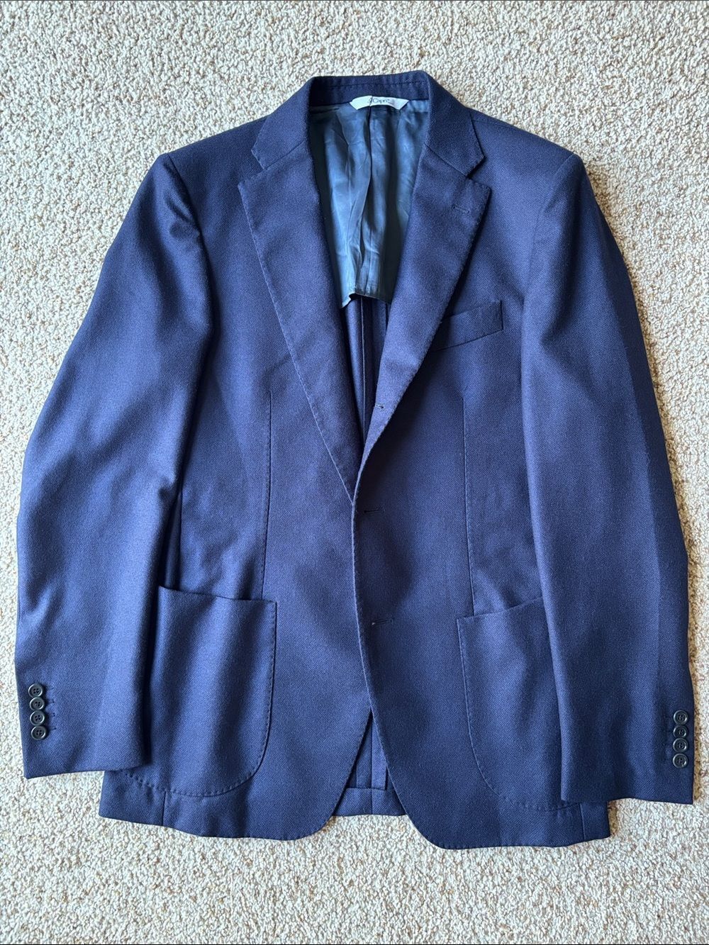 Gi Capri Napoli Navy Wool Hand Tailored Patch Pocket Blazer Eu 52 US 40 Slim